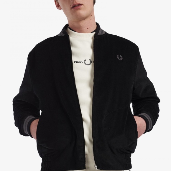Fred Perry Black Cord Bomber Jacket - J4868 - Size XL - MSRP $400 - BNIB - Picture 2 of 7